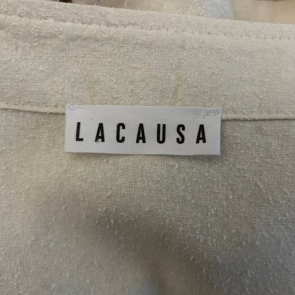 LACAUSA Silk Overalls in Natural, size M - Picture 6 of 8